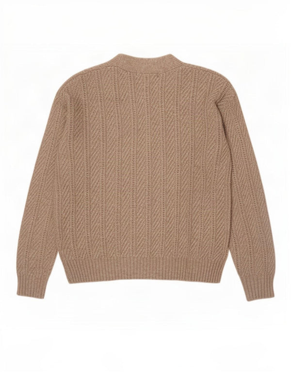 Marks & Spencer Womens Cardigan Sweater UK 10 Small Beige Flecked Polyester