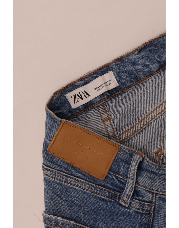 Zara Jeans femininos desgastados slim EU 40 médio W30 L26 azul