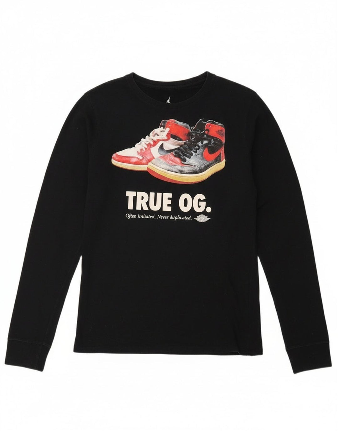 Top gráfico masculino Jordan manga comprida pequeno algodão preto