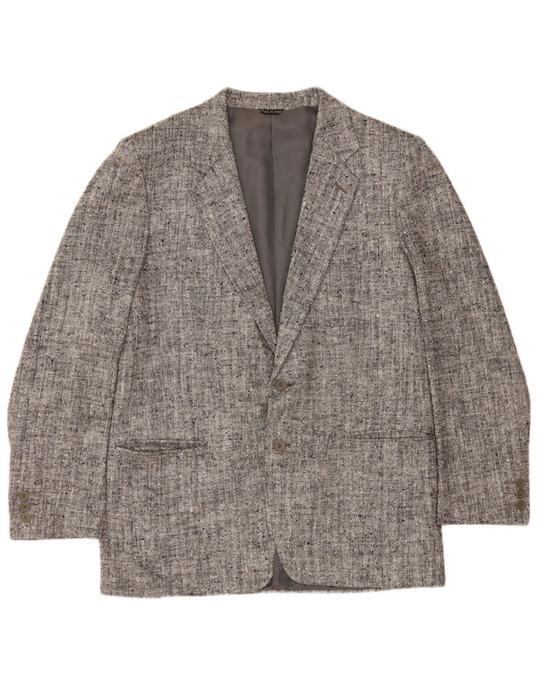 Jaqueta blazer masculina Lanifico Campore com 2 botões IT 50 grande cinza manchado de seda