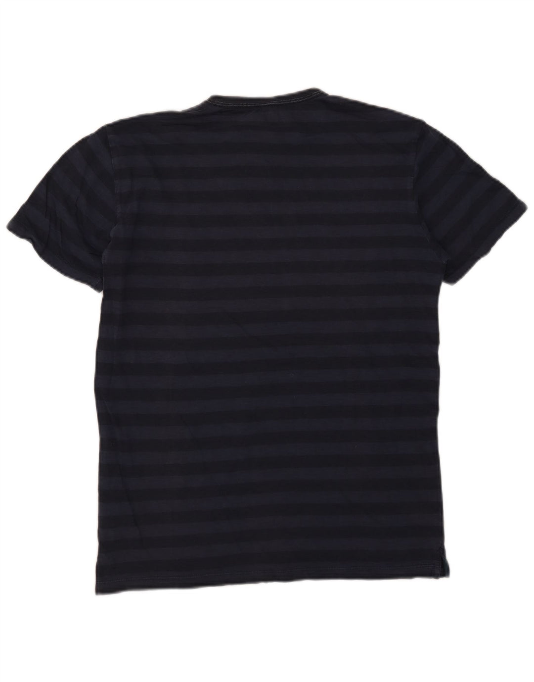 SUN68 Camiseta Masculina Top Médio Algodão Listrado Azul Marinho