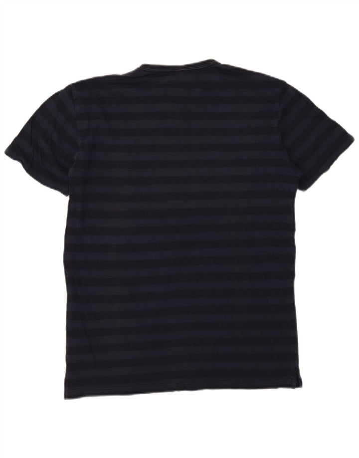 SUN68 Camiseta Masculina Top Médio Algodão Listrado Azul Marinho