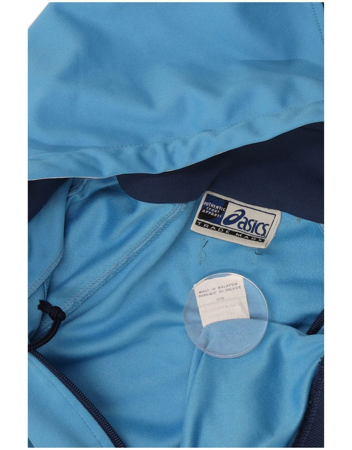 Asics Mens Hooded Tracksuit Top Jacket Grande Azul Listrado Poliéster