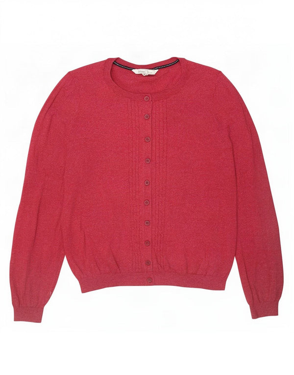 Suéter cardigan feminino Fat Face UK 14 algodão manchado médio Borgonha
