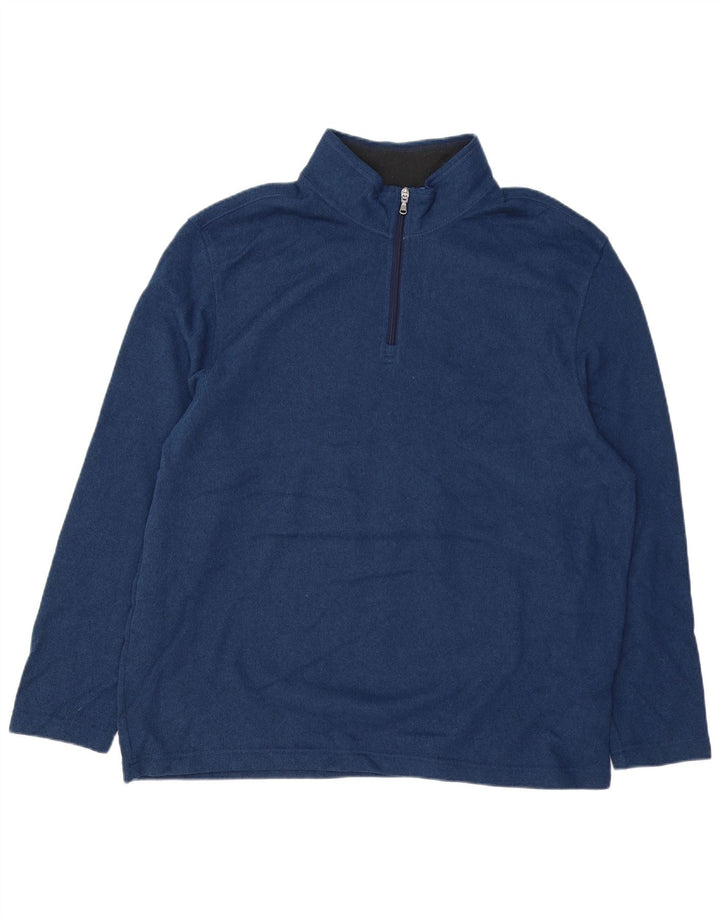Moletom masculino IZOD com zíper e gola 2XL poliéster manchado azul marinho
