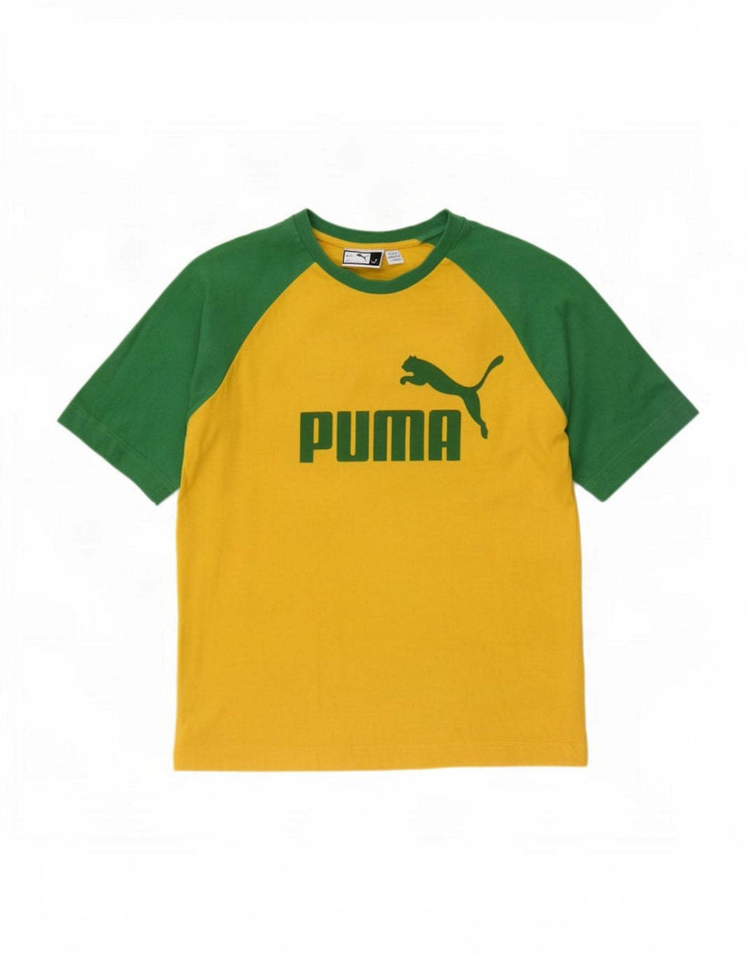 Camiseta masculina Puma Graphic Top pequeno bloco colorido amarelo