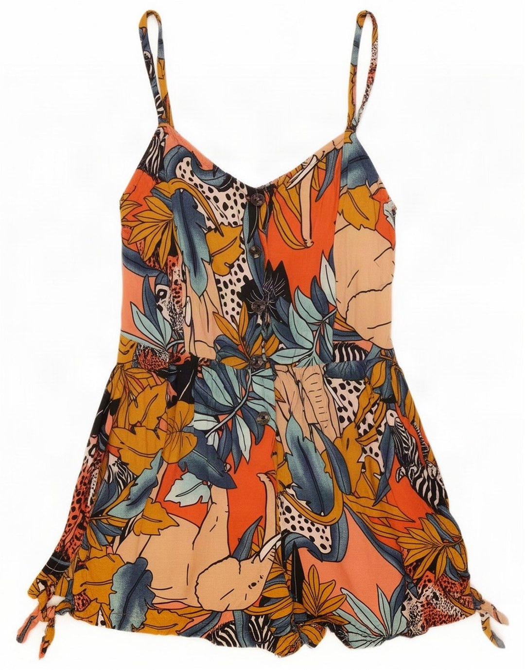Macacão feminino sem mangas Element UK 10 pequeno rayon floral multicolorido