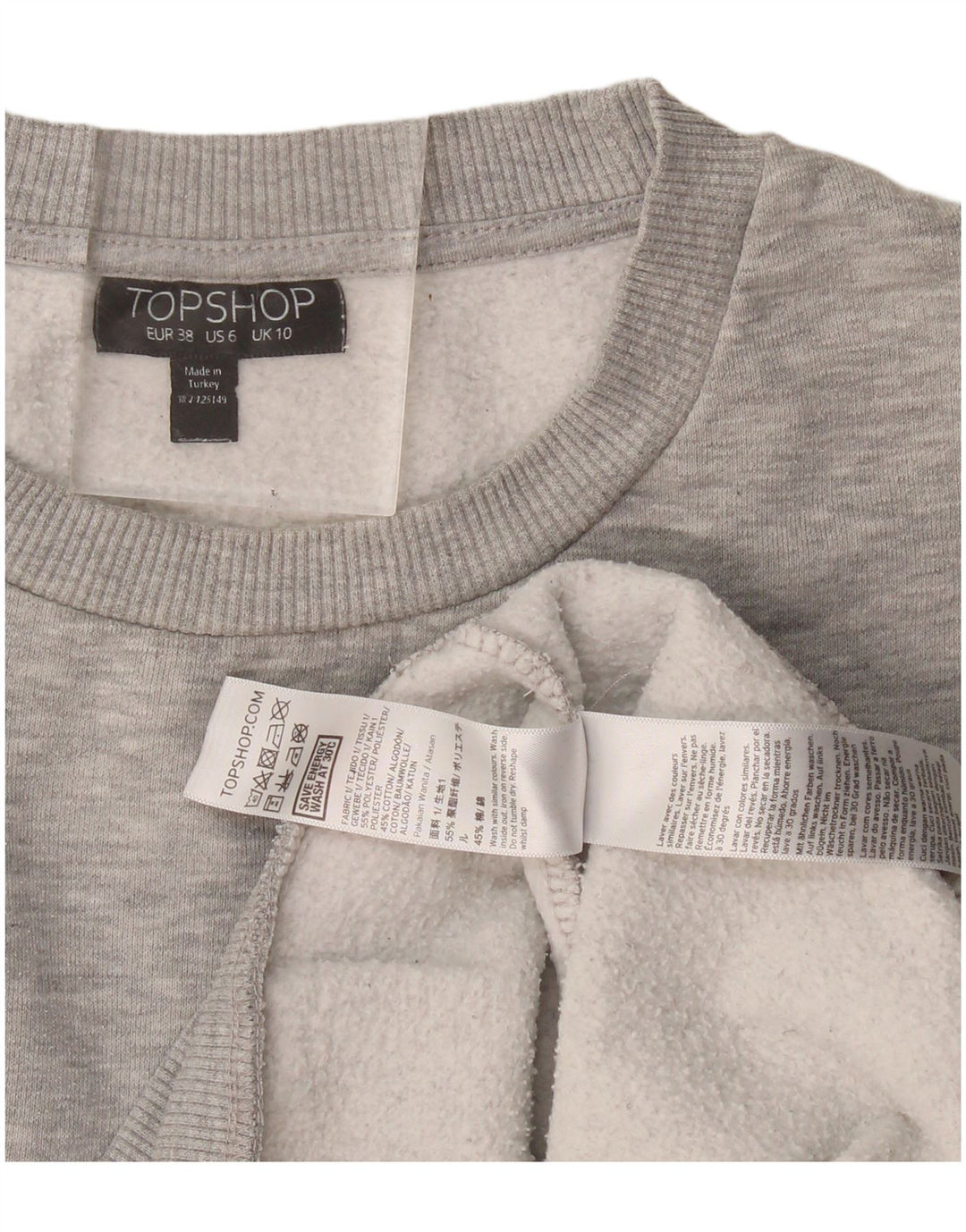 Suéter oversized feminino Topshop UK 10 poliéster cinza pequeno