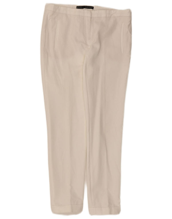 Calça masculina Zara Crop Slim Chino pequena W26 L26 algodão branco