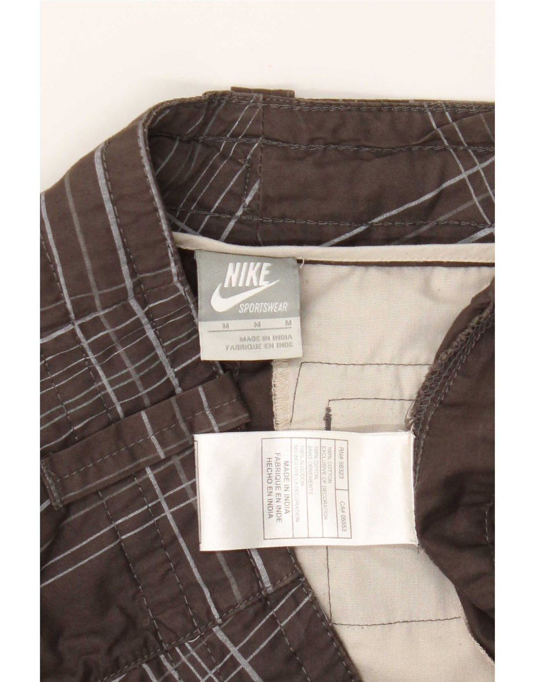 Shorts Nike Masculino Chino Médio W32 Marrom Xadrez Algodão