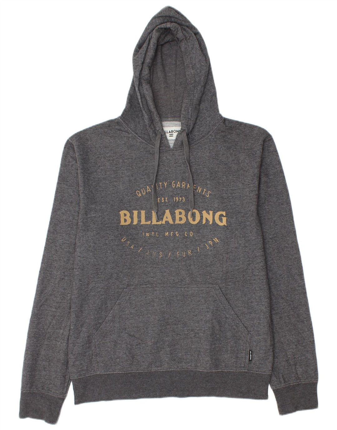 Suéter com capuz gráfico masculino Billabong poliéster manchado cinza médio