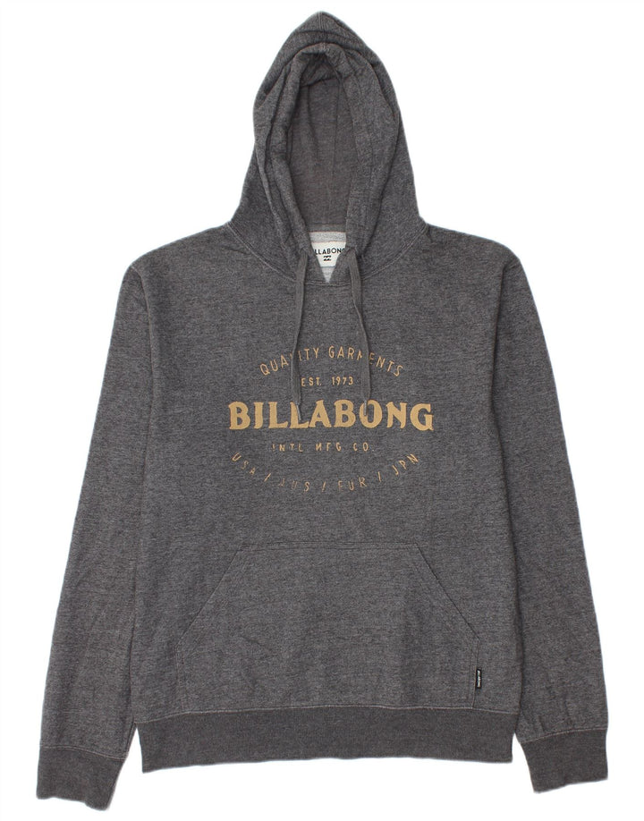 Suéter com capuz gráfico masculino Billabong poliéster manchado cinza médio