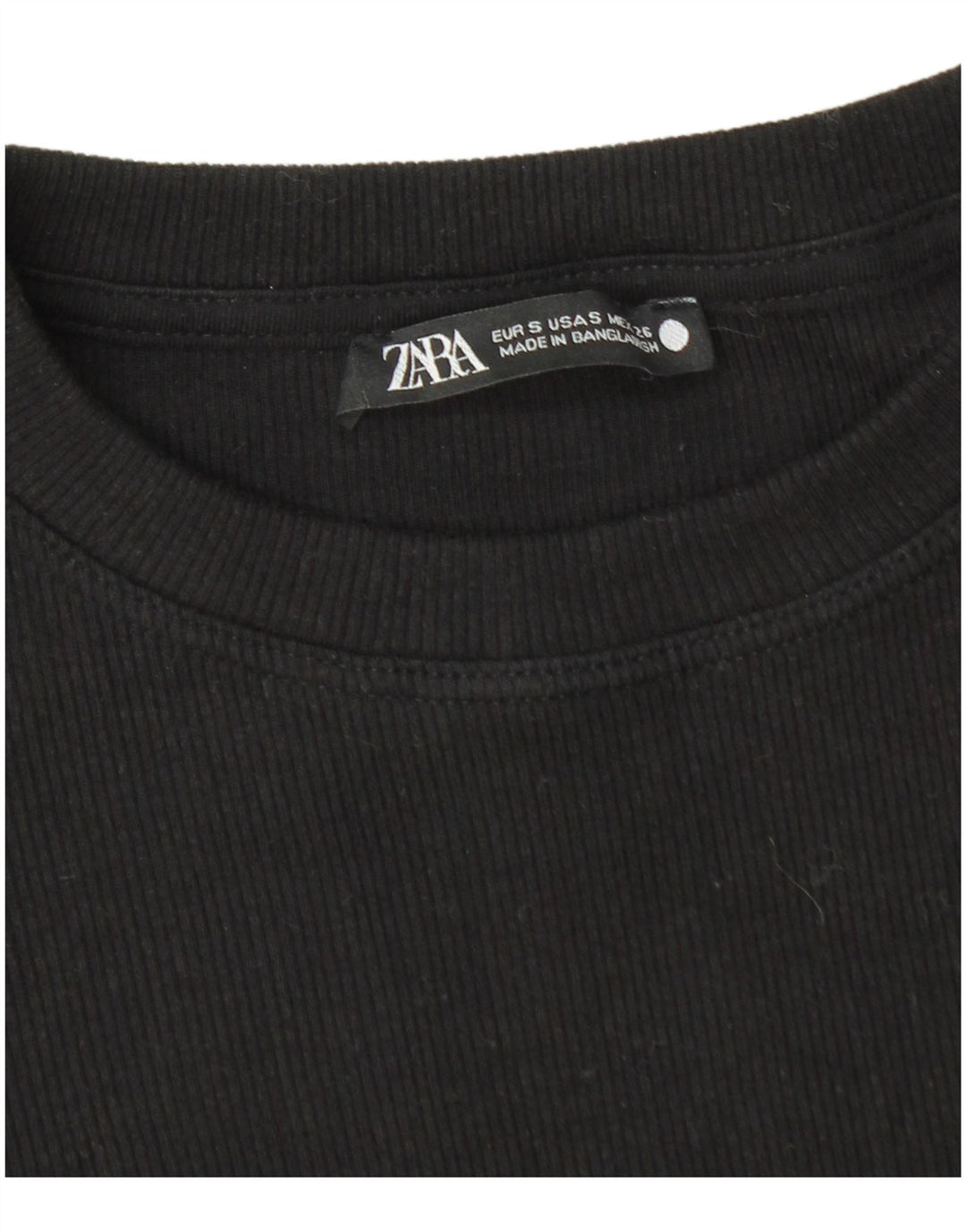 Blusa feminina Zara Top UK 8 pequeno algodão preto