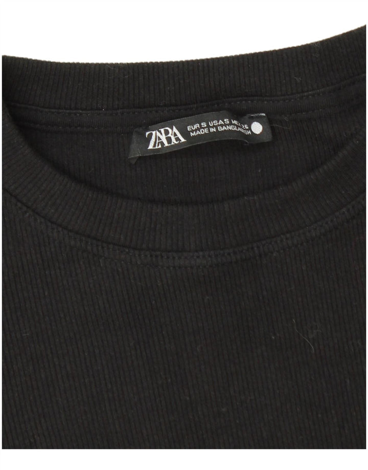 Blusa feminina Zara Top UK 8 pequeno algodão preto