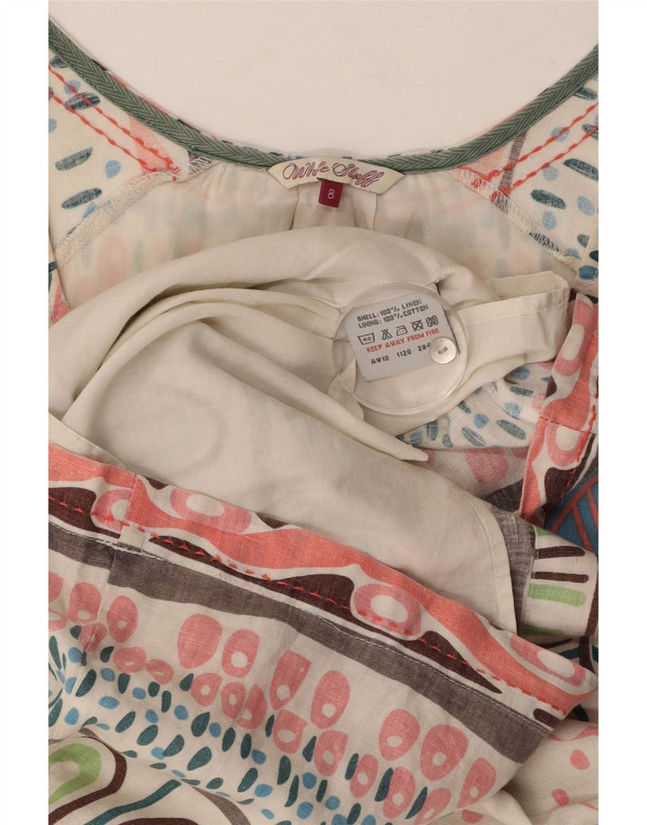 Vestido feminino WHITE STUFF UK 8 pequeno linho floral branco