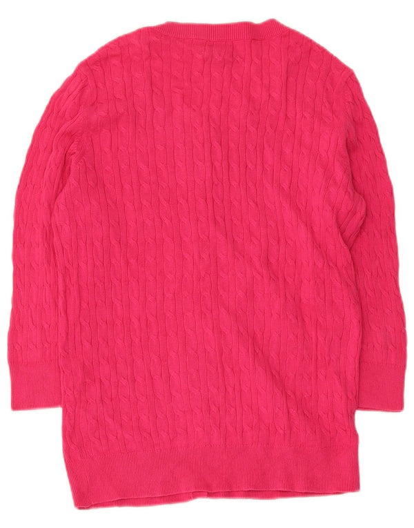 Suéter cardigã feminino Tommy Hilfiger manga 3/4 Reino Unido 12 algodão rosa médio