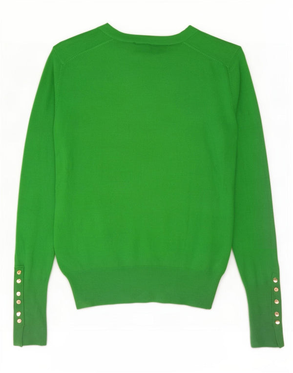 Zara Suéter feminino cropped com gola redonda Reino Unido 12 viscose verde médio