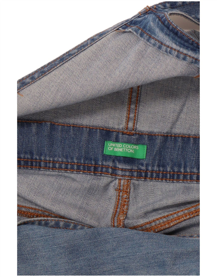 Macacão feminino BENETTON desgastado com perna larga W36 XL azul