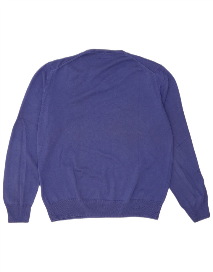 Zara Suéter masculino com decote em V grande azul