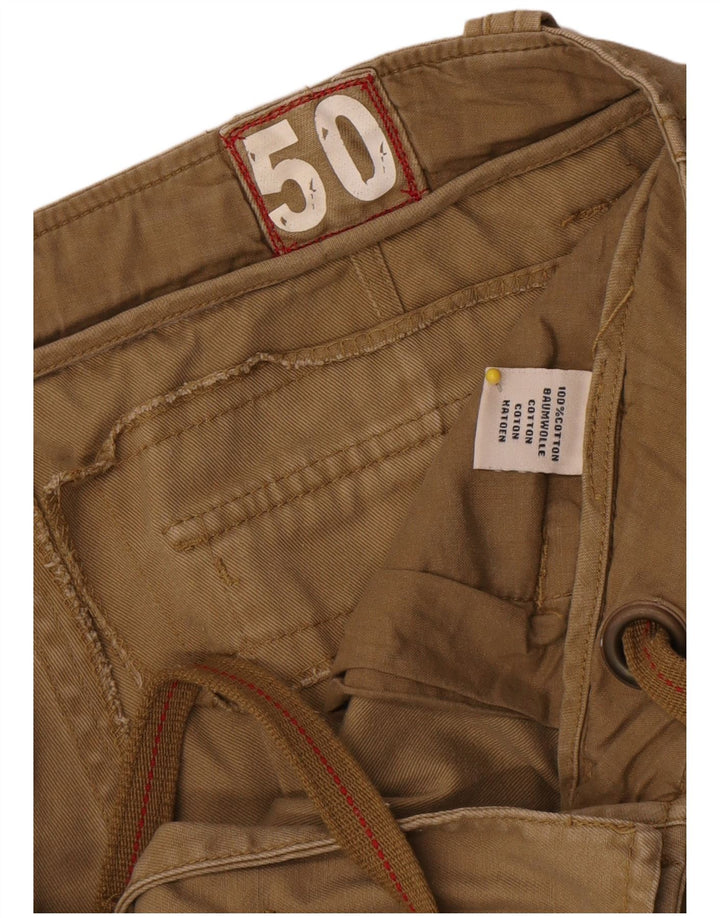Shorts cargo masculino vintage IT 50 grande W34 algodão marrom