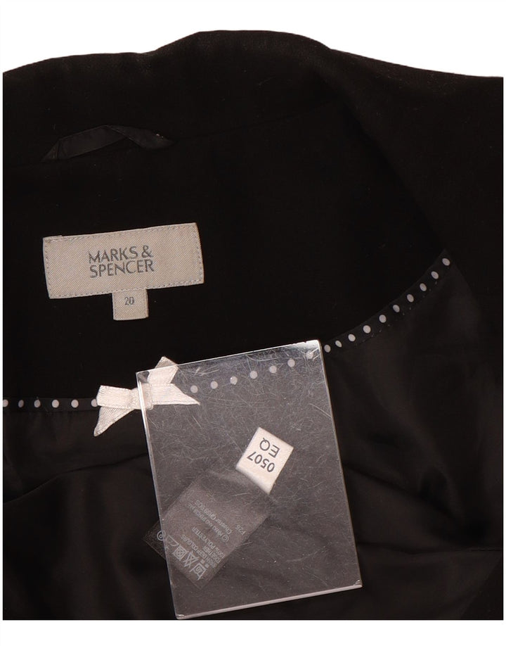 Jaqueta blazer feminina de 3 botões Marks & Spencer Reino Unido 20 2XL poliéster preto