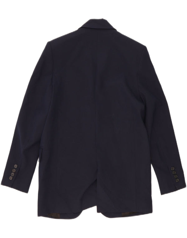 Zara Jaqueta Blazer Oversized Feminina com 2 Botões Reino Unido 6 XS Azul Marinho Viscose