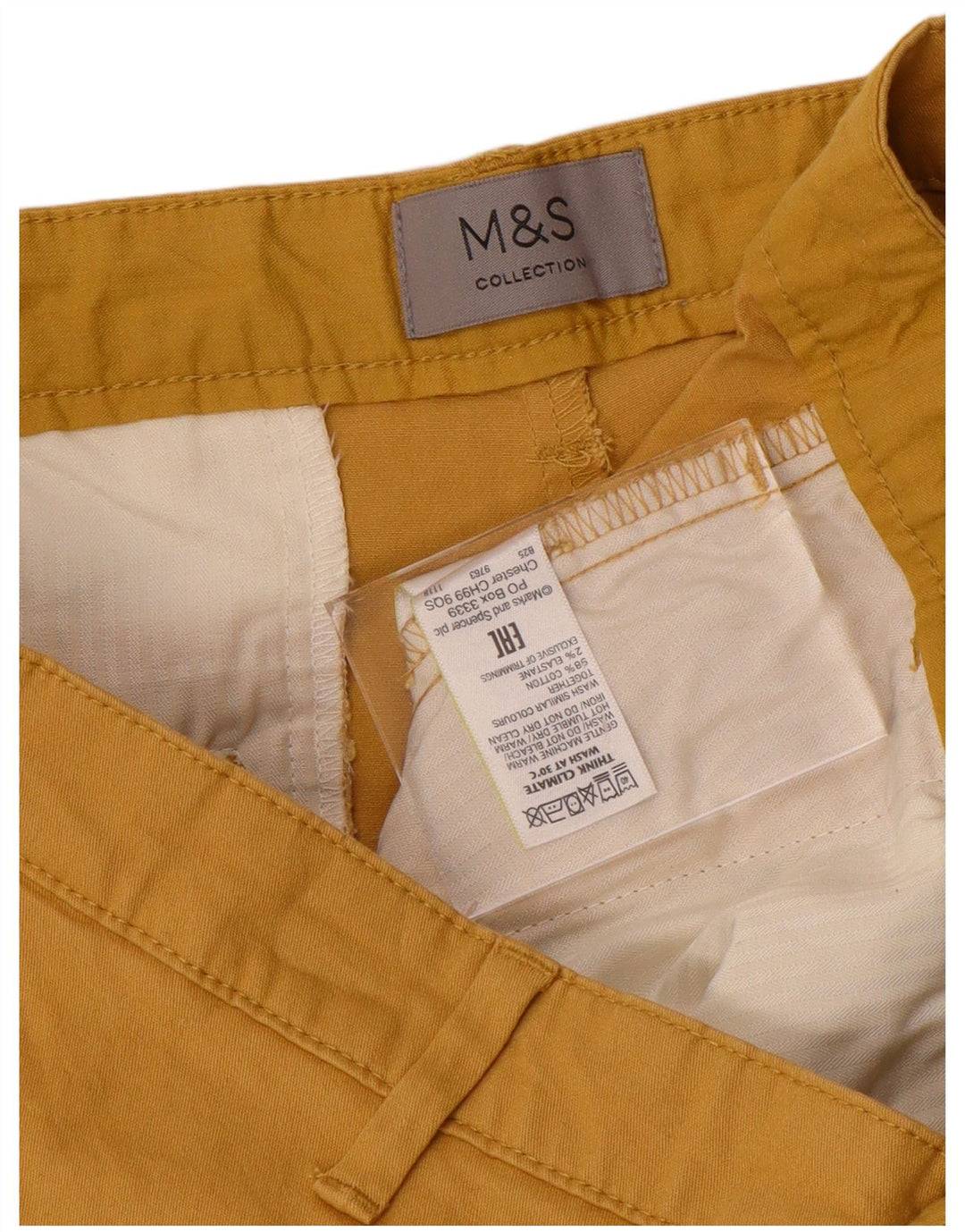 Shorts Chino masculino Marks & Spencer W36 grande algodão amarelo