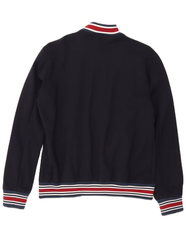 Jaqueta bomber masculina Zara UK 40 grande viscose listrada azul marinho