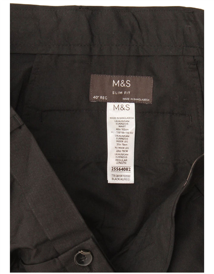 Calça Chino Masculina Slim Fit Marks & Spencer W40 L31 Poliéster Preto