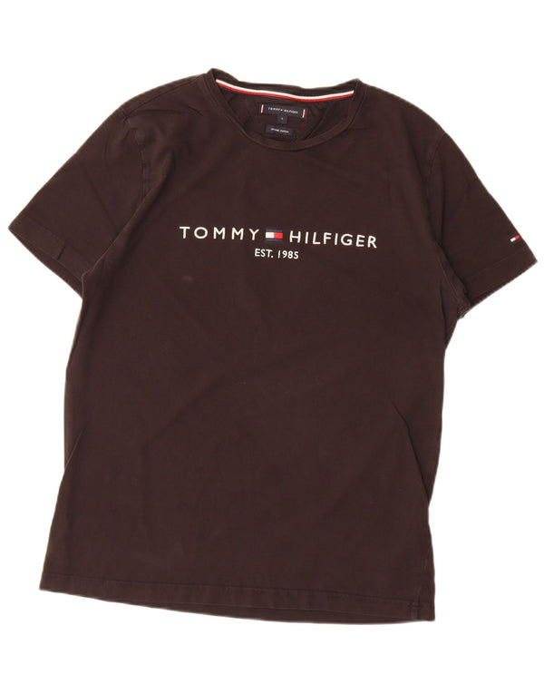 Camiseta masculina Tommy Hilfiger com estampa gráfica grande de algodão preto