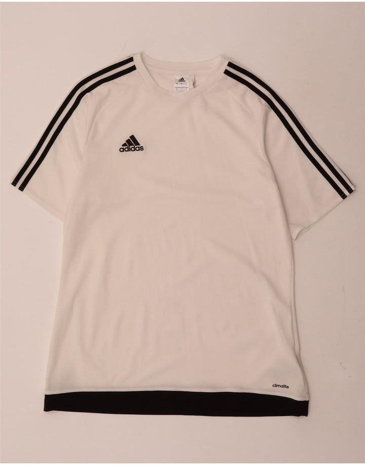 Adidas Mens Climalite Camiseta Top Grande Branco Colorblock Poliéster