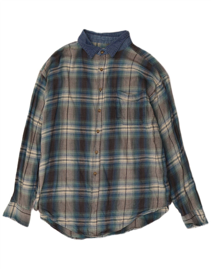 Camisa masculina de flanela Route 66 XL azul xadrez algodão