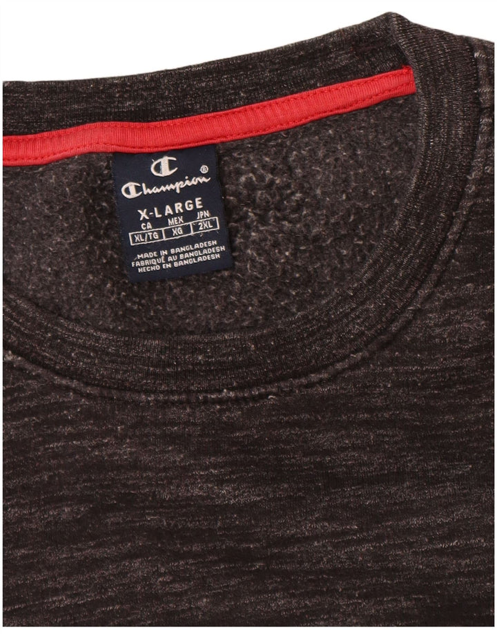Campeão masculino gráfico moletom jumper XL cinza manchado