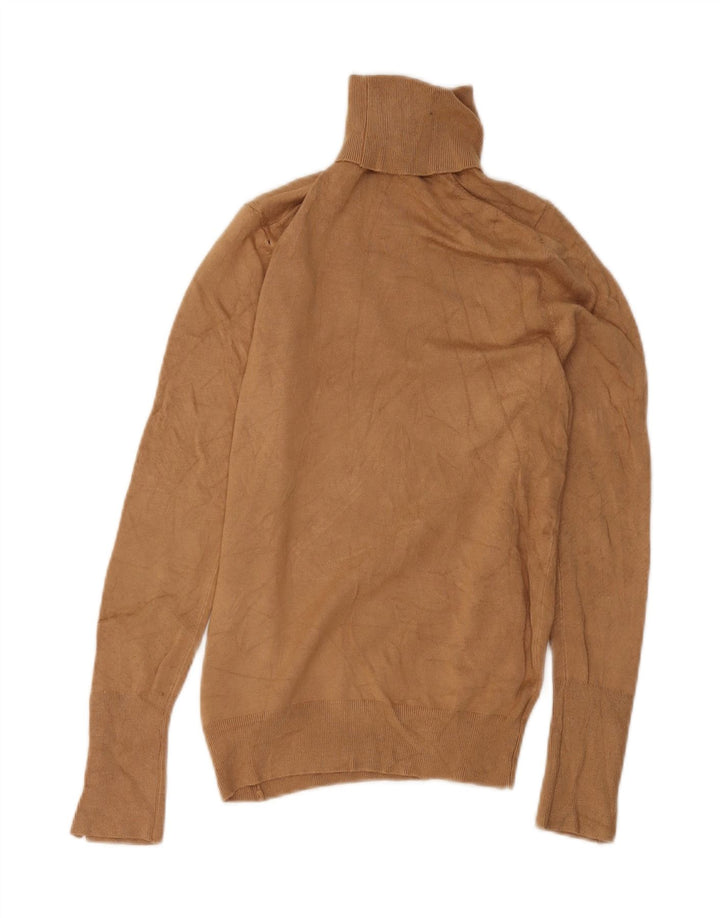 Zara Suéter feminino com gola redonda e gola alta Reino Unido 12 marrom médio