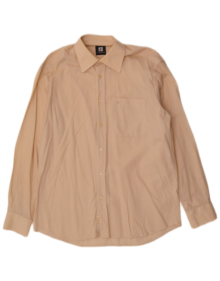 Camisa masculina Roccobarocco tamanho 15 1/2 39 algodão bege médio