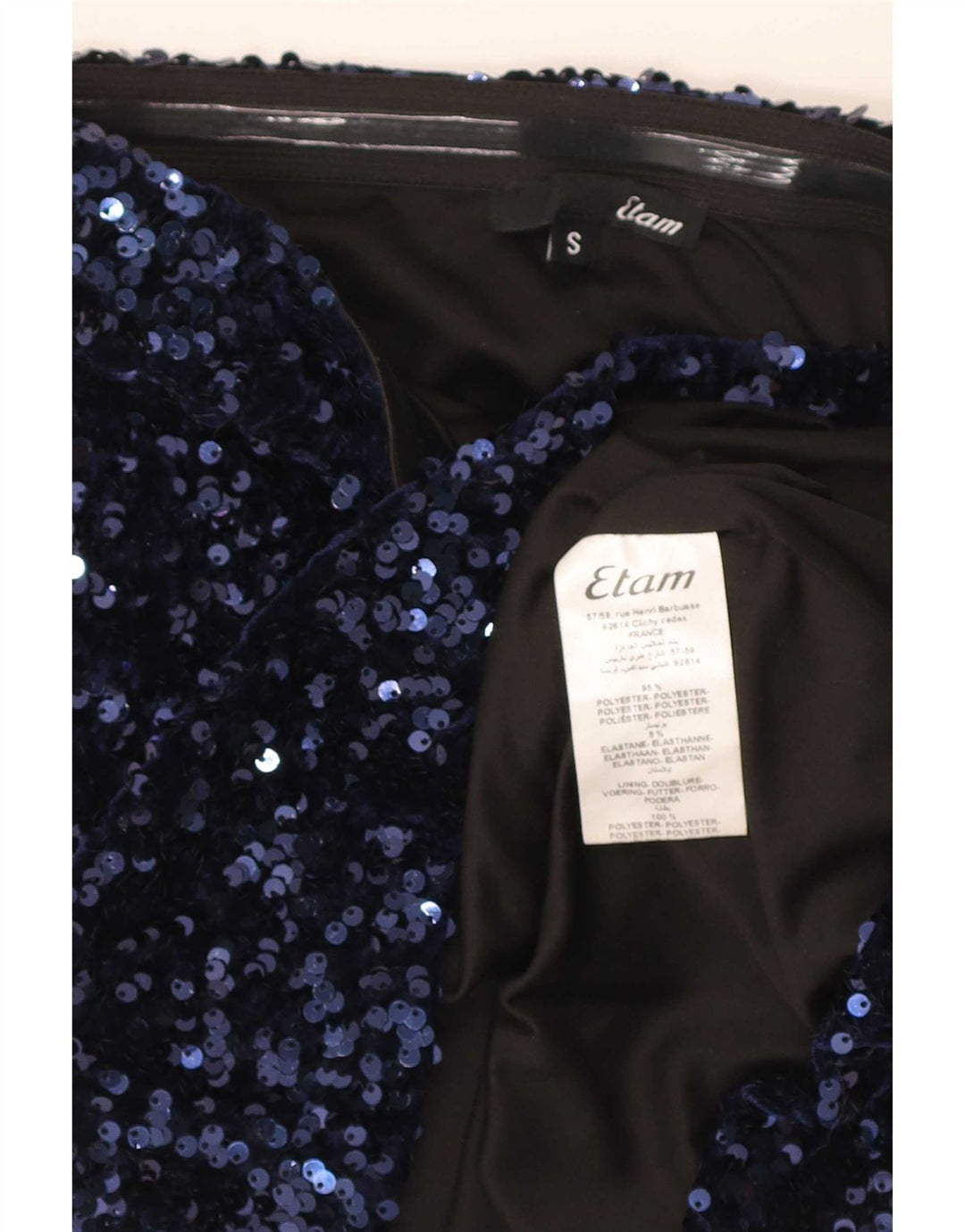 Top feminino sem alças Etam UK 10 pequeno poliéster azul marinho