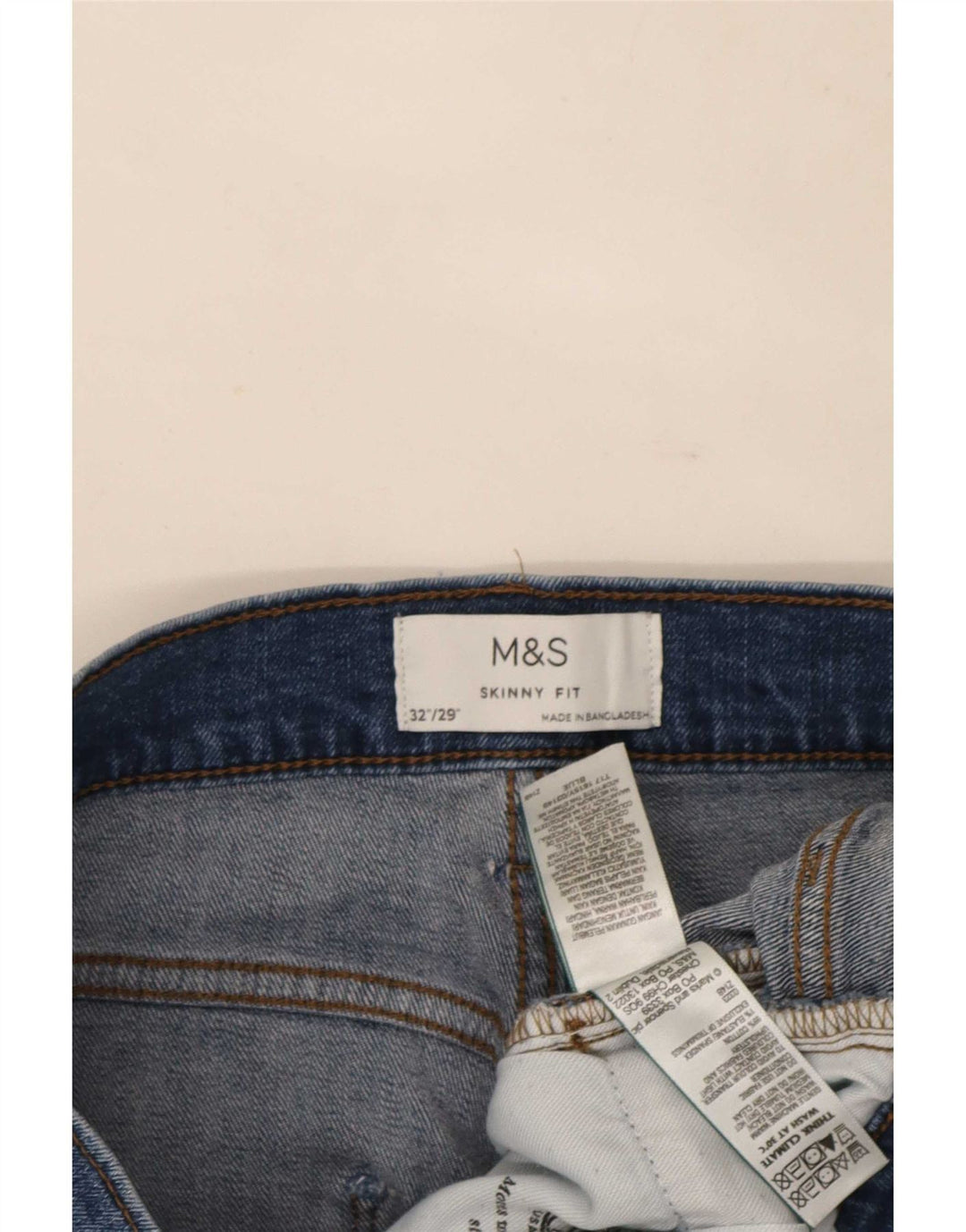 Jeans skinny masculino Marks & Spencer W32 L29 algodão azul