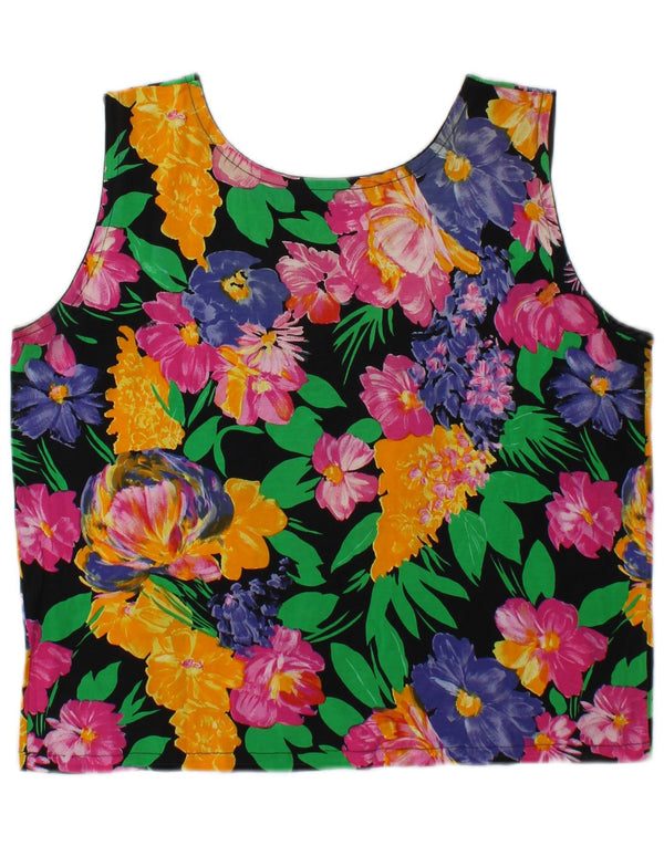Colete feminino vintage UK 14 algodão floral multicolorido médio