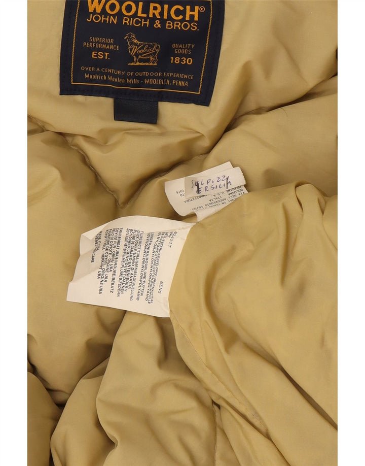 Jaqueta masculina acolchoada com capuz Woolrich Reino Unido 36 nylon branco pequeno