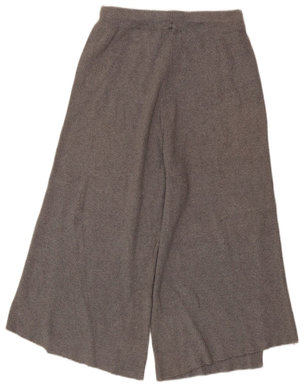 Zara Calça Capri Feminina Tricotada Perna Larga Reino Unido 8 Pequena W25 L19 Cinza