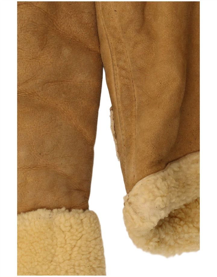 Jaqueta feminina VINTAGE Shearling UK 14 grande bege