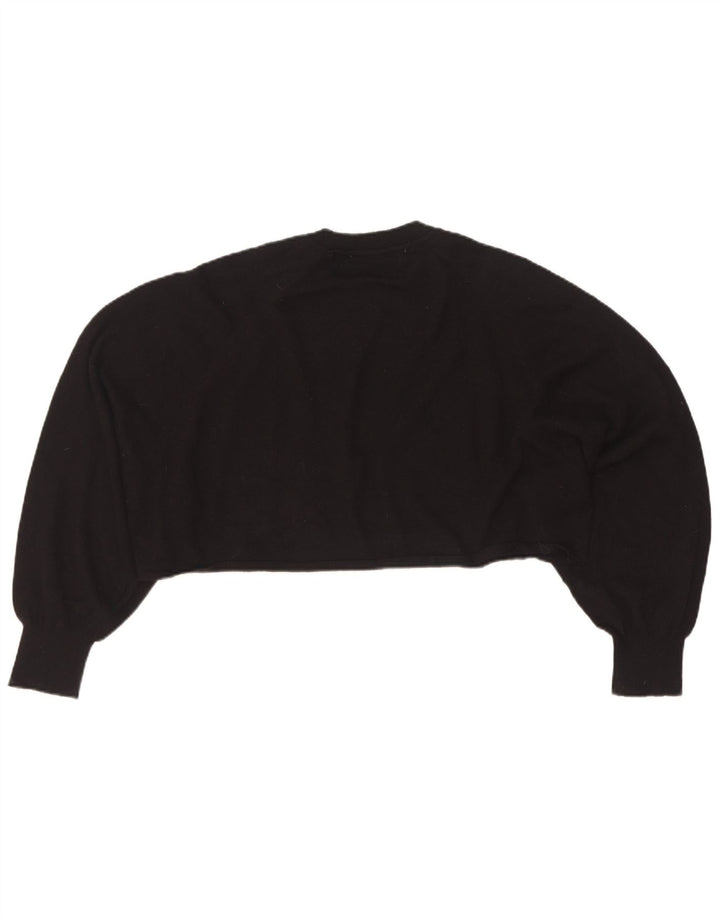 Zara Suéter feminino cropped superdimensionado com gola redonda Reino Unido 14 médio preto