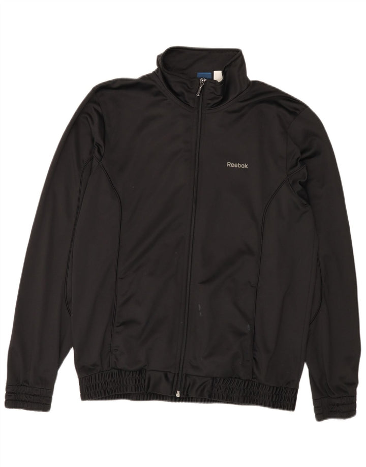 REEBOK Mens Graphic Tracksuit Top Jaqueta Médio Poliéster Preto