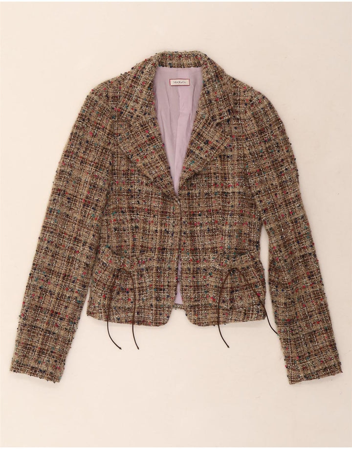 Jaqueta Blazer Feminina Max & Co. Reino Unido 10 Pequena Lã Bege Salpicada