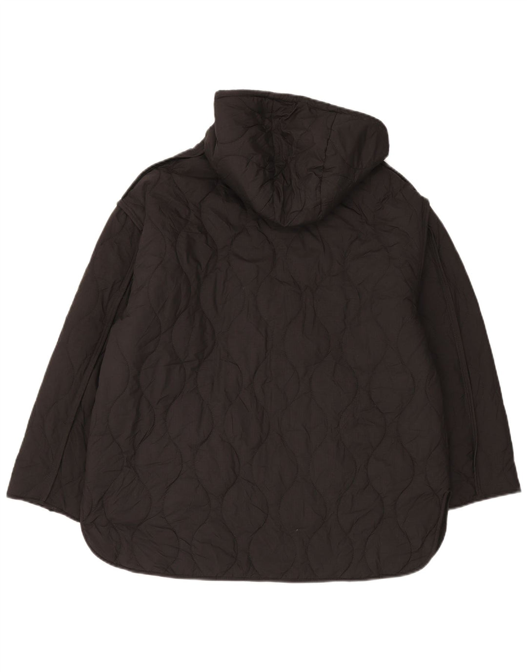 Jaqueta acolchoada com capuz grande Zara para mulher UK 10 poliéster preto pequeno