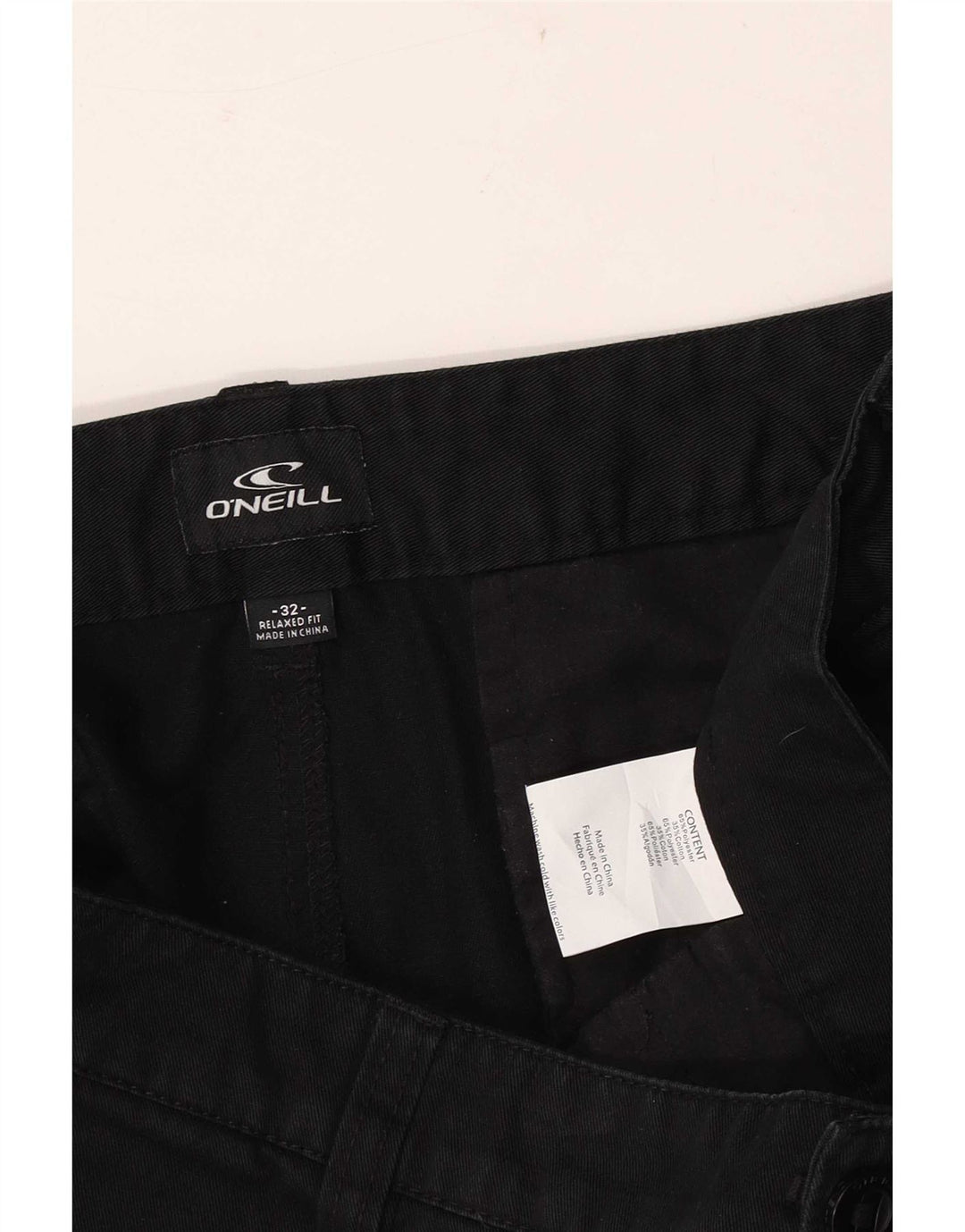 O'Neill Mens Relaxed Fit Cargo Shorts W32 Médio Algodão Preto