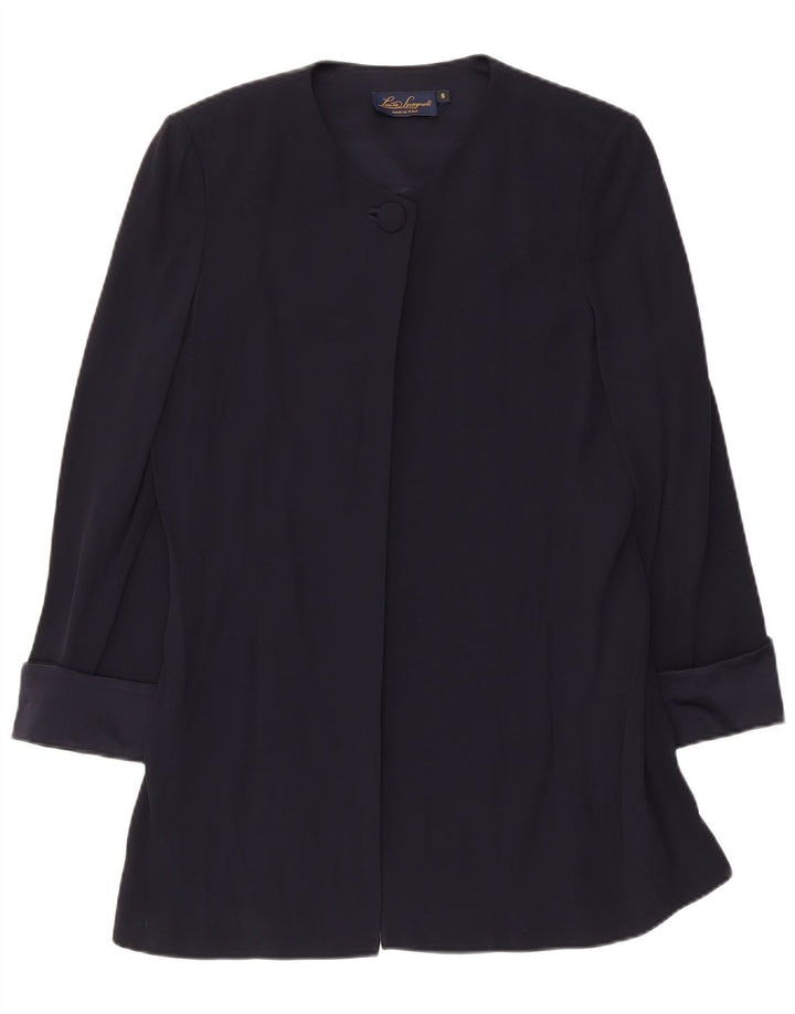 Sobretudo feminino Luisa Spagnoli grande tamanho UK 10 pequeno acetato azul marinho