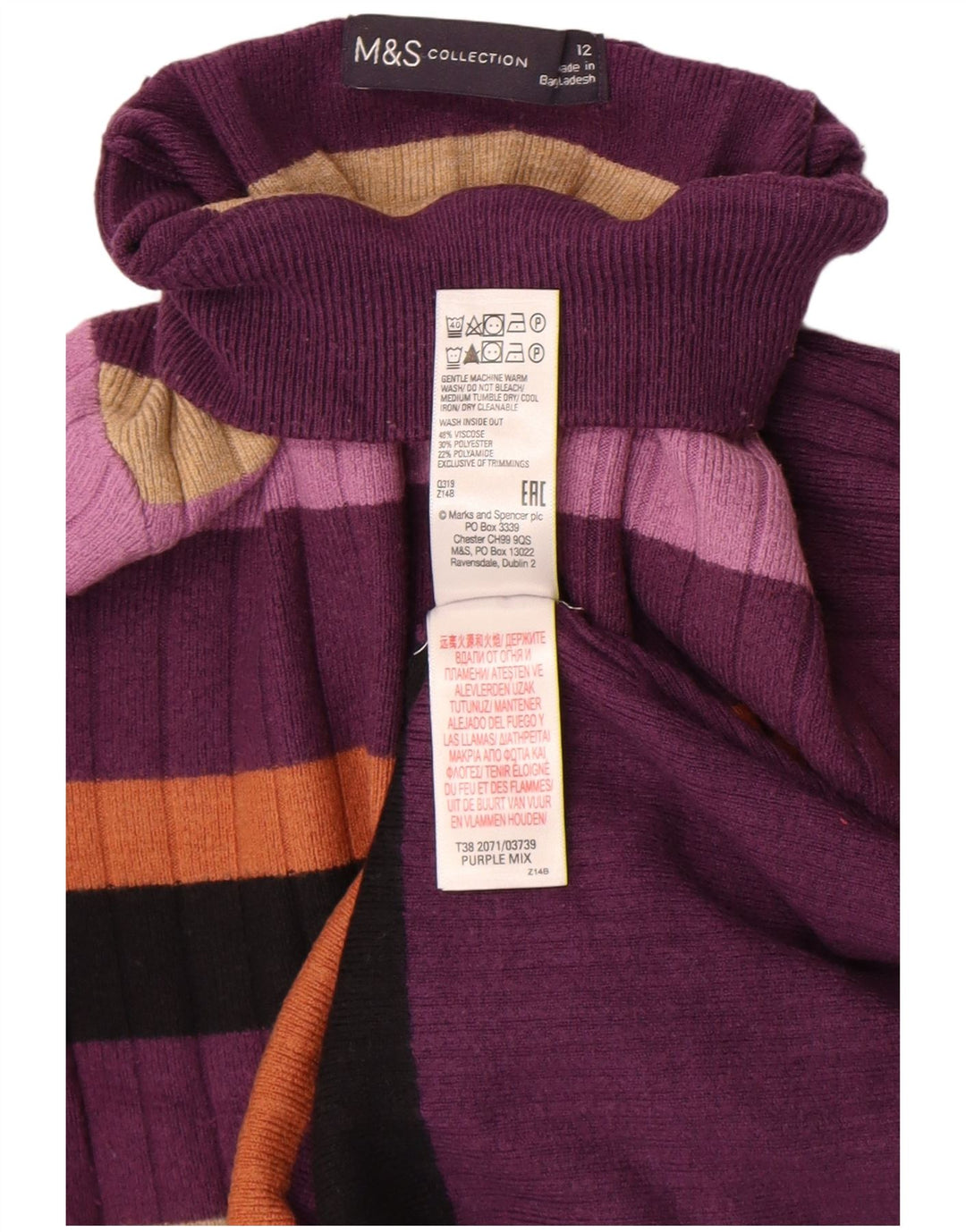 Suéter feminino Marks & Spencer com gola tartaruga Reino Unido 12 médio roxo