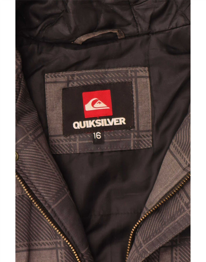 Jaqueta bomber com capuz para meninos Quiksilver 15-16 anos poliéster xadrez cinza