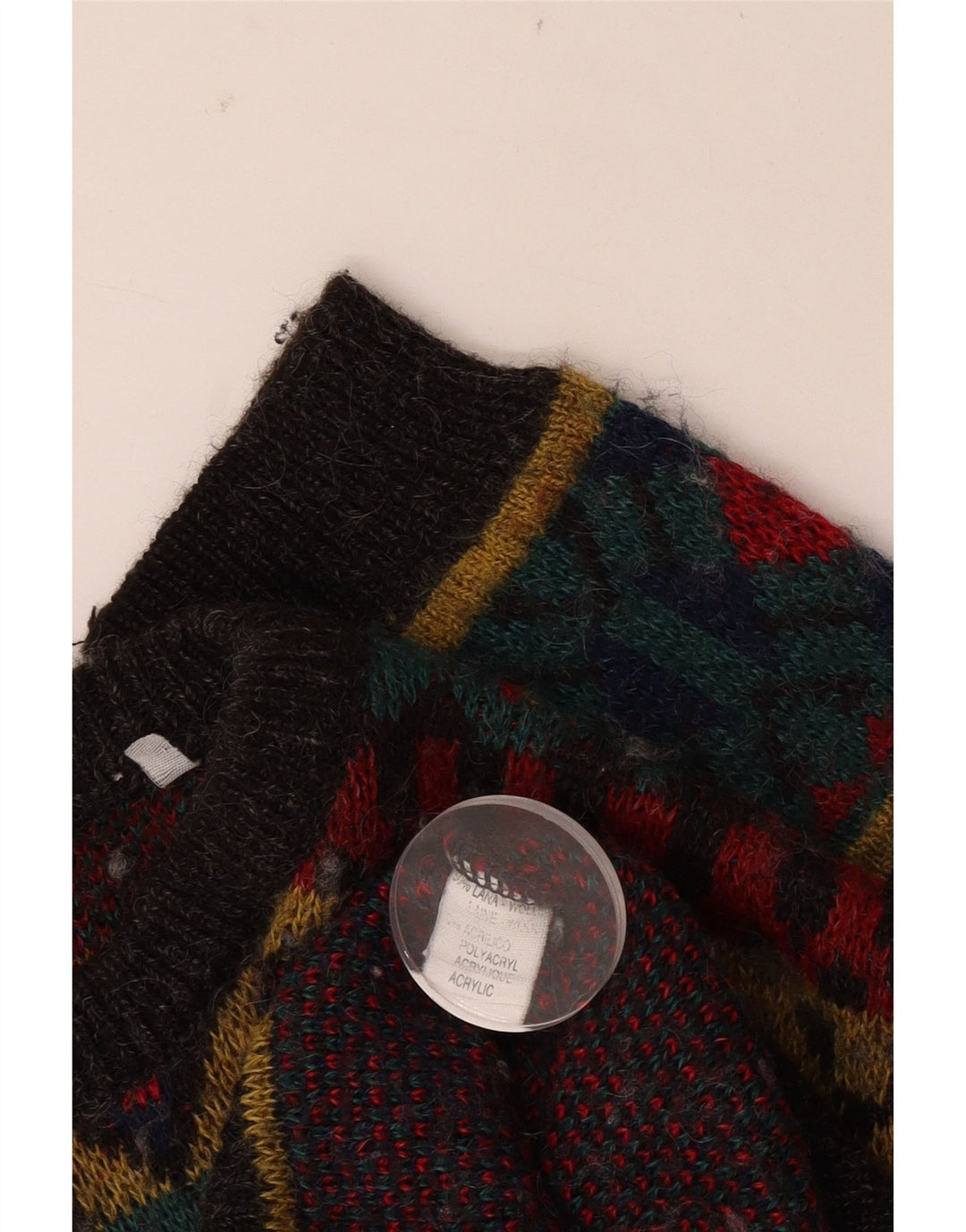 Suéter masculino vintage com gola canoa grande lã geométrica vermelha